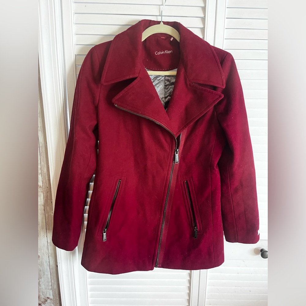 Calvin Klein Women's Burgundy Pea Coat